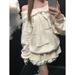 Trendy Off-Shoulder Bowknot Shawl Hoodie For Women, New Autumn/Winter Style, Fleece-Lined, Thick, Loose, High-End Feel,_ecoleips.com