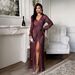 Women's Clothing Elegant Long Sleeved Belted Maxi Dress For Women European And American Style Autumn Party Wear_ecoleips.com