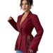 Women's Tailored A-Line Blazer With Contrast Lace Waist Detail For Office & Evening Wear_ecoleips.com