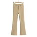 Women's Fleece-Lined Flared Trousers – Low Waist Slim Straight Leg Pants, Soft & Warm Winter Casual Pants_ecoleips.com