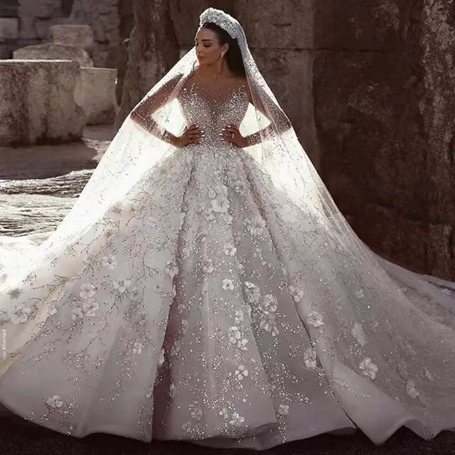 New Wedding Dress Bride Wedding Lace Long Sleeve Wedding Dress_ecoleips.com