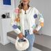 European American Women's Fashion Cross-border New Autumn And Winter Loose Floral Knit Sweater Cardigan Jacket_ecoleips.com