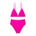 Verve Bikini Two-Piece Swimsuit Solid Color Backless Triangle Cover Beach Swimwear For Women_ecoleips.com