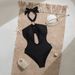 Women's Sexy One-Piece Bikini Cutout Halter Swimsuit Removable Padding Black S to XL Ff1304-Bk_ecoleips.com