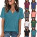 2026 European And American Cross-border Foreign Trade Women's Clothing Spring/summer New Solid Color V-neck_ecoleips.com