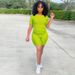 2024 New Summer Round-neck Solid Color Short-sleeved Two-piece Yoga Shorts Women's Sports Suit_ecoleips.com