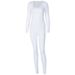 Women's Slimming High-Waisted Jumpsuit Long Sleeve Solid Color Bodysuit Tummy Control Butt Lifting Stretchy One-Piece Pants For Casual Workout_ecoleips.com