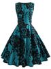 Vintage Music Note Print Pleated Dress Women Summer Vintage 50s 60s Retro Hepburn Big Swing Robe Party Dresses Sexy_ecoleips.com