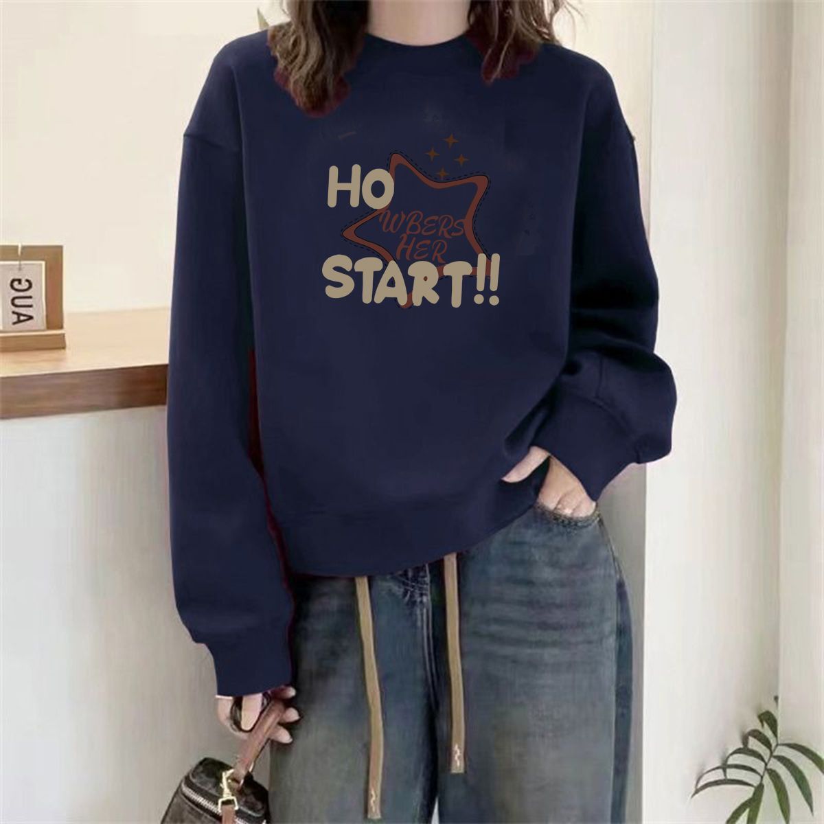 High-end Pure Cotton Red Sweatshirt Women, Autumn And Winter 2026 New Model, Fleece-lined, Thickened, Loose-fitting,_ecoleips.com