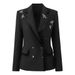 Women's Clothing Autumn High End Velvet Edge Double Breasted Suit Jacket Heavy Nail Diamond Dragonfly Embroidered Suit_ecoleips.com