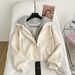 Women's Korean-Inspired Hooded Faux Leather Jacket Asymmetrical Two-Tone Design Fashion Outerwear for Fall Winter Stylish Layered Look_ecoleips.com