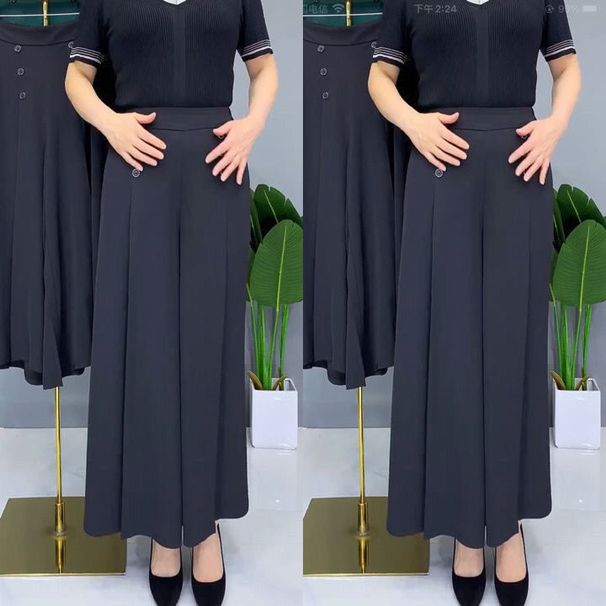 Women's Clothing Women's Loose Middle Aged Mother Pants Drape Temperament Wide Leg Pants_ecoleips.com