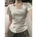 100% Pure Cotton Casual Short Sleeved T-shirt For Women's Summer Elastic Slim Fit Round Neck Bottom Shirt For Women's Fashion_ecoleips.com