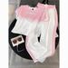 Elegant And Stylish Casual Sports Suit For Women, Summer Fashionable Pink Gradient Top With High-waisted Wide-leg Pants_ecoleips.com