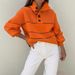 Women's Clothing Casual Color-Block Neck Pullover Sweater - Soft Acrylic Blend, Loose Fit, Long Sleeve, Comfortable Daily Wear_ecoleips.com