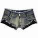 Sexy Y2k Women's Jeans Denim Shorts Splice Lace Ultra-low Rise Hot Pants Nightclub DJ Pole Dance DS Party Vintage Ripped Shorts_ecoleips.com