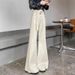 off White Wide Leg Flared Jeans Loose Fit plus Size Pear Shaped Comfortable Not Clingy Women's Denim Pants_ecoleips.com