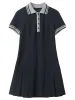 CHIC VEN Women Dresses A Line Loose Casual Contrast Polo Short Sleeved Girl Dress Pleats Female Sports Coat Spring Summer 2025_ecoleips.com