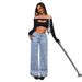 Wide Leg Jeans For Women Style With Small Bow And Small Bow_ecoleips.com