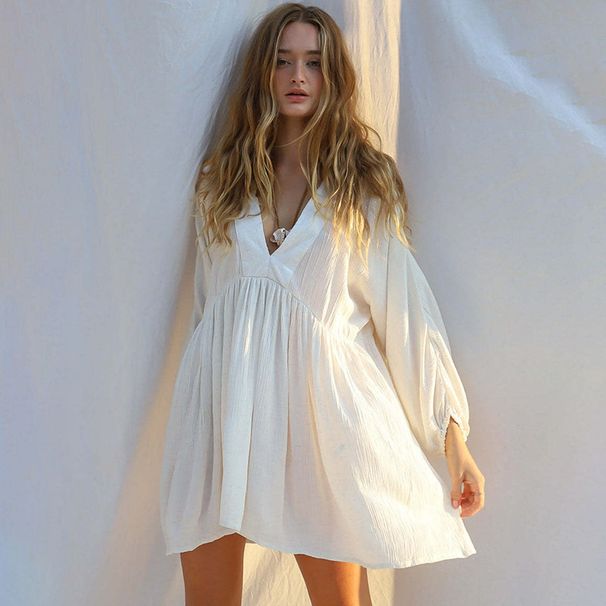 Women's Long Sleeve Beach Cover Up Sun Protection Shirt - Sexy Backless Design, Lightweight & Breathable, Perfect For Swimsuits, Pool Party, Vacation_ecoleips.com