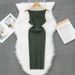 Women's Clothing New Polo Collar Contrast Color Slim Dress Knitted Slim Hip Skirt_ecoleips.com