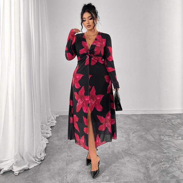 Floral Wrap Dress For Women – Plus Size, Flattering & Elegant V-Neck Summer Dress_ecoleips.com