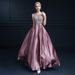 Women's Clothing Pink Banquet Evening Dress Celebrity Double Shoulder Long Sleeveless Elegant Temperament_ecoleips.com
