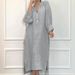 Women's Elegant Solid Color Long Dress Spring Autumn Simple Button Pocket Design Regular Fit_ecoleips.com