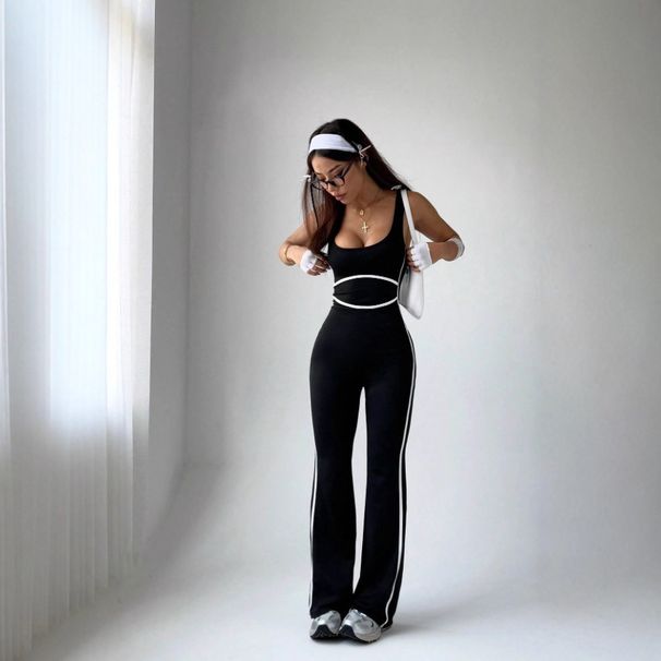 Color Blocked Design Sleeveless Slim Fit Jumpsuit European American Style Fashion Trendy Versatile Women's Cross Border Wholesale_ecoleips.com