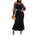 Women's Clothing Women's Fashion Elegant Mesh Splicing Tops Long Skirt Suits_ecoleips.com
