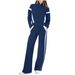 Women's Clothing Stand Up Collar Long Sleeved Stitching Color Matching Casual Sweatshirt Suit_ecoleips.com