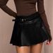 High-Waisted Pleated PU Leather Skirt Anti-Exposure Short Skirt Versatile Hot Girl Fashion_ecoleips.com