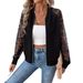 European American Cross-border 2026 Autumn And Winter New Elegant Women's Lace Patchwork Long-sleeve Baseball Collar_ecoleips.com