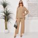 Modest Evening Dress Two Piece Set For Women Collared Top Loose Wide Leg Pants Popular Fashion_ecoleips.com