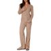 Fall-Winter Women's Knit Set – Straight-Leg Pants & Zip-Front Top_ecoleips.com