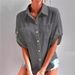 Women's Clothing Women's Mid-Length Shirt Cotton Linen Blend With Short Sleeves Pockets Turn Down Collar For Formal & Casual_ecoleips.com