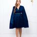 C8543 With Belt, 2023 New V-neck Elegant Long-sleeve Cape Waist-cinching Dress, Foreign Trade Dress_ecoleips.com