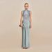 High End Women's Summer Two-Piece Set Sleeveless High Neck Tassel Patchwork Top With Satin Skirt Ensemble New Style For Spring Autumn_ecoleips.com