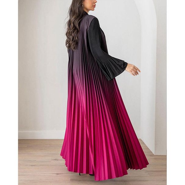 Women's Clothing Long Outer Robe Pleated Hot Sale Foreign Trade Coat Jacket Cape Printing_ecoleips.com