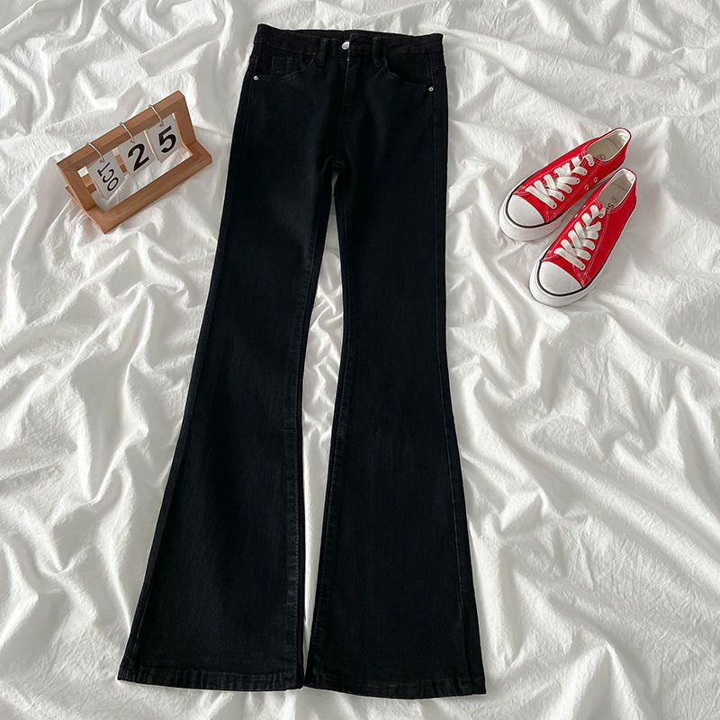 Women's Clothing Autumn And Winter Horseshoe Trousers High Waist Slim Fit Versatile Elastic Mopping Straight Flared Trousers_ecoleips.com