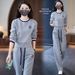 Women's European Station Casual Sportswear Suits Loose Fashion Round Neck Sweatshirt Wide Leg Trousers Two Piece Set Spring Autumn Trendy_ecoleips.com