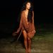 Women's Deep V Neck Sheer Mesh Dress Island Resort Style New Cross Border Fashion_ecoleips.com