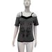 Women's Slim Fit Short Sleeve T-Shirt Geometric Pattern Rhinestone Faux Two Piece Summer Fashion Top Dark Color European American Style_ecoleips.com