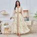 Women's Clothing Modest Abaya Dress Plus Size Modest Abaya Dress – Elegant Long Sleeve Dubai-Style Kaftan With Gilded Buttons & Flared Hem (White)_ecoleips.com