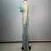 Women's Clothing Sequins Fashion Three Dimensional Feather Beading Diamond Hip Wrapped Blue Slim Sleeveless Evening Dress_ecoleips.com