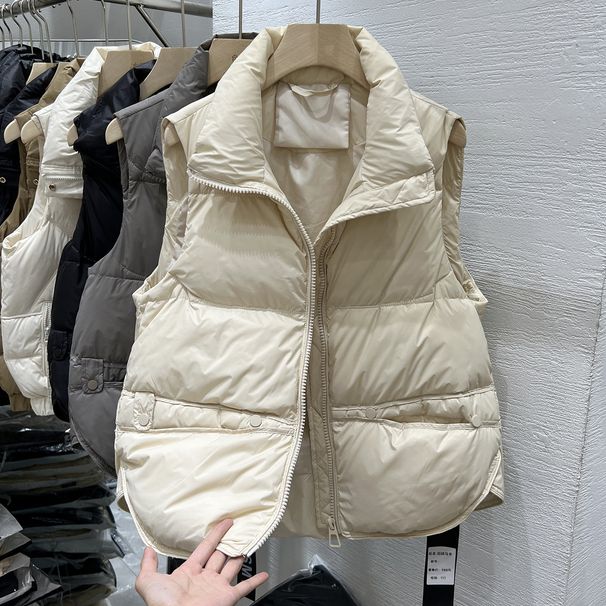 Women's Clothing autumn hot style stand collar down cotton vest small size versatile fashion cotton vest waistcoat jacket trendy_ecoleips.com