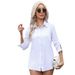 2026 Custom Processing European And American Foreign Trade White For Women, Mid-Length BF Style Loose Long Sleeve_ecoleips.com