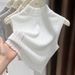 Women's Turtleneck Sleeveless Vest 2025 Spring And Autumn New Stylish Warm Brushed Collar Inner Layer Top_ecoleips.com