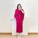 Miyake Women's Pleated V Neck Dress Elegant High End Loose Batwing Sleeve Mid Length Summer Style Versatile New Dress_ecoleips.com