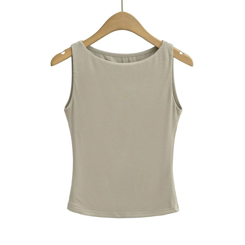 Women's Off-Shoulder Slim Fit Sleeveless T-Shirt Double Layer Comfortable Top European American Style Summer New 2025_ecoleips.com